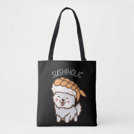 Alkoholischer Niedlicher Welpe mit Kawaii Sushi To Tasche