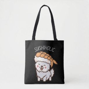 Alkoholischer Niedlicher Welpe mit Kawaii Sushi To Tasche