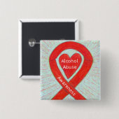 Alkoholmissbrauch Rotes Herz Sensibilisierungskamp Button (Vorne & Hinten)