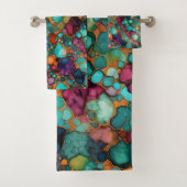 Alkoholtink Muster farbenfroh lebendig Badhandtuch Set (Insitu)