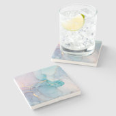 Alkoholtinte Kunst  Steinuntersetzer (Seitenansicht)