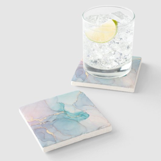 Alkoholtinte Kunst  Steinuntersetzer (Seitenansicht)