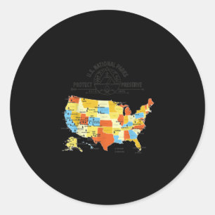 All 63 US National Parks Map - U.S. National Park Runder Aufkleber