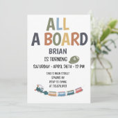 All Aboard Childs Birthday Invitation Einladung (Stehend Vorderseite)