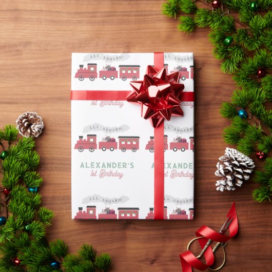 All Aboard Christmas Steam Train Kids Birthday Geschenkpapier (Feiertagsgeschenk)