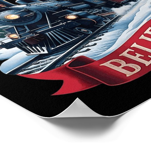 All Aboard Polar Express Christmas North Pole Xmas Poster (Ecke)