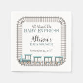 All Aboard the Baby Express Train Boy Baby Shower Serviette (Vorderseite)