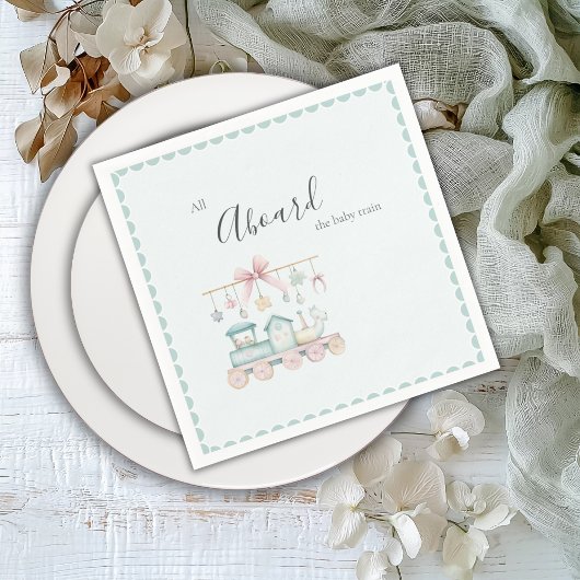 All Aboard the Baby Train Baby Shower Serviette