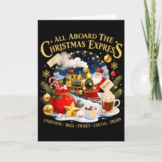 All Aboard The Christmas Express Train Santa Holid Karte (Vorderseite)