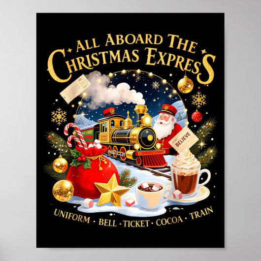 All Aboard The Christmas Express Train Santa Holid Poster (Vorne)
