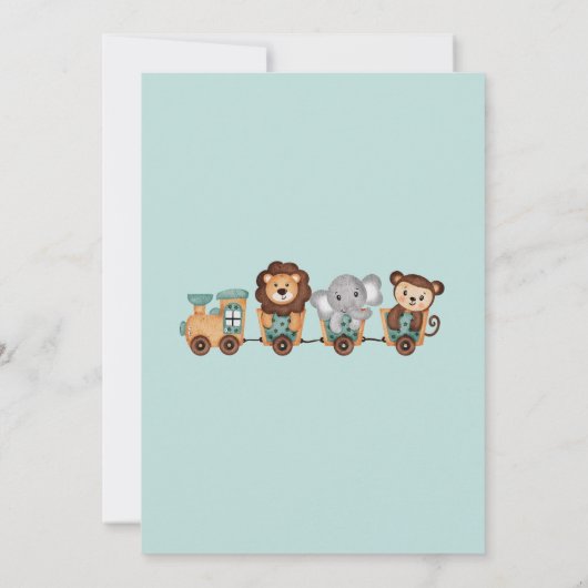 ALL ABOARD Train Fiesta Kindergeburtstag Einladung (Rückseite)