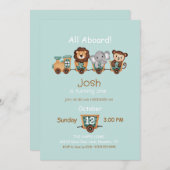 ALL ABOARD Train Fiesta Kindergeburtstag Einladung (Vorne/Hinten)