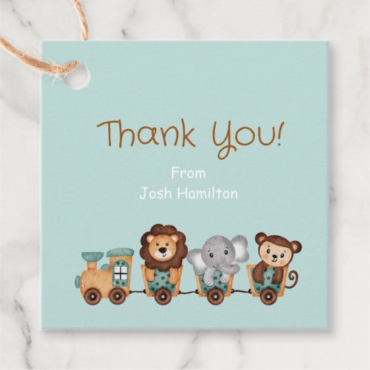 ALL ABOARD Train Fiesta Kindergeburtstag Geschenkanhänger (Vorderseite)