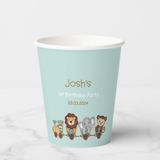 ALL ABOARD Train Fiesta Kindergeburtstag Pappbecher (Vorderseite)
