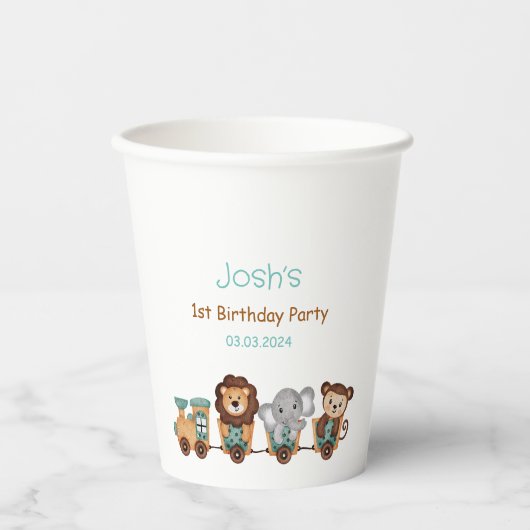 ALL ABOARD Train Fiesta Kindergeburtstag Pappbecher (Vorderseite)