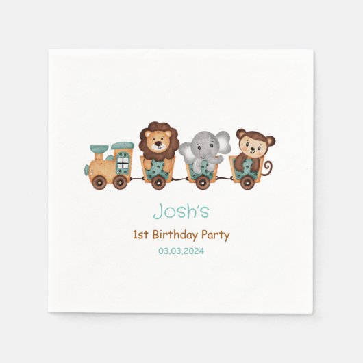 ALL ABOARD Train Fiesta Kindergeburtstag Serviette (Vorderseite)