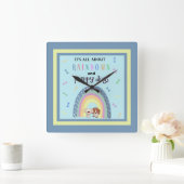 All About Rainbows And Puppy Dogs Quadratische Wanduhr (Zuhause)