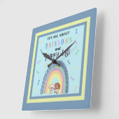 All About Rainbows And Puppy Dogs Quadratische Wanduhr (Winkel)