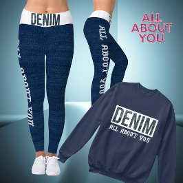 ALL ABOUT YOU - Fashionable Denim Sports Leggings