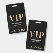 All Access Elegante Black Gold Event VIP Ausweis (Vorder- & Rückseite)