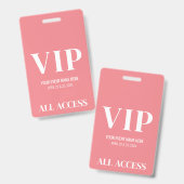 All Access Girl Pink Simple VIP Event Ausweis (Vorder- & Rückseite)