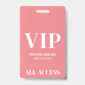 All Access Girl Pink Simple VIP Event Ausweis (Vorderseite)