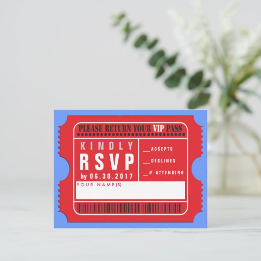 ALL ACCESS VIP PASS Bar Bat Mitzvah Repair Card RSVP Karte (Stehend Vorderseite)