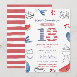 All-American 18. Geburtstagsparty, 4. Juli Party Einladung
