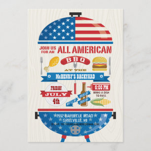 All American 4. Juli BBQ-Party-Einladung Einladung