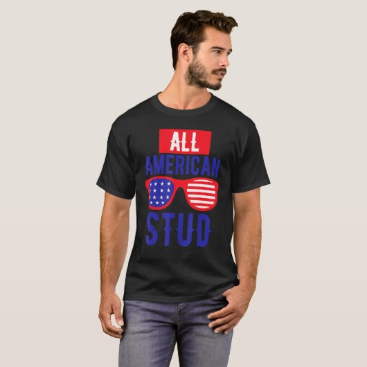 All American 4th July Stud USA Flag Symbol of Your T-Shirt (Vorne ganz)