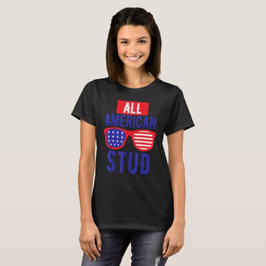 All American 4th July Stud USA Flag Symbol of Your T-Shirt (Vorne ganz)