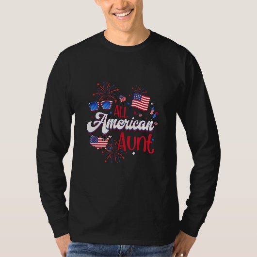 All American Aunt Women American Flag 4th of July  T-Shirt (Vorderseite)