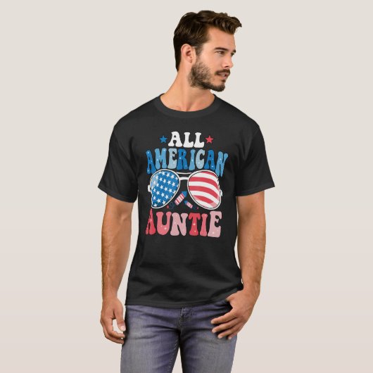 All American Auntie Sunglasses 4th of July Family T-Shirt (Vorne ganz)