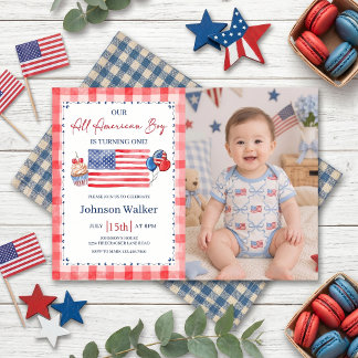 All American Birthday Photo Invitation Einladung