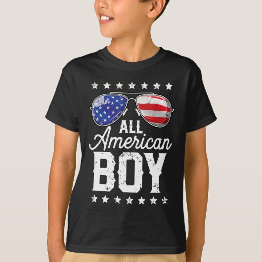 All American Boy 4. Juli Jungs Kinder Sonnenbrille T-Shirt (Vorderseite)