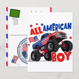 All American Boy 4. Juli Kinder Unabhängigkeitstag Feiertagspostkarte