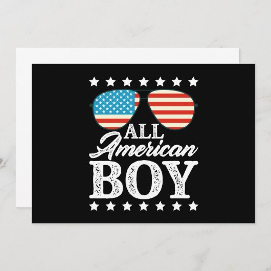 All American Boy 4. Juli USA Sonnenbrille Einladung (Vorne/Hinten)
