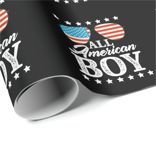 All American Boy 4. Juli USA Sonnenbrille Geschenkpapier (Rolleneckpunkt)