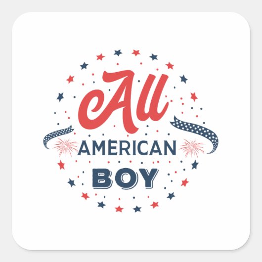 All American Boy Abzeichen Quadratischer Aufkleber (Vorderseite)