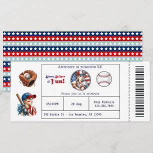 All American Boy Baseball-Ticket Geburtstagsfeier Einladung