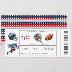 All American Boy Football Ticket Geburtstagsfeier Einladung