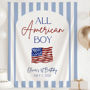 All American Boy Geburtstagsbanner Wandteppich