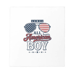 All American Boy Patriotische Sonnenbrille T-Shirt Notizblock
