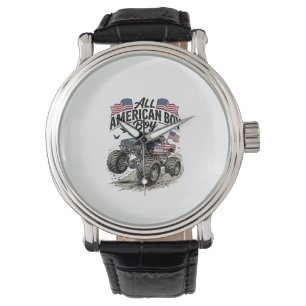 All American Boy Patriotischer Monster-Truck-T-Shi Armbanduhr