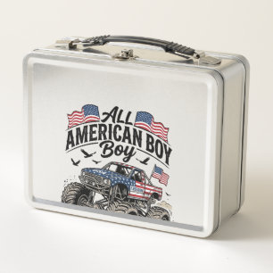 All American Boy Patriotischer Monster-Truck T-Shi Metall Brotdose