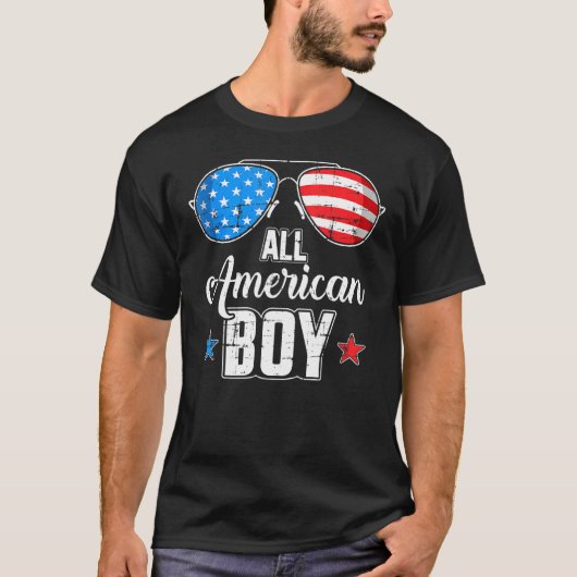 All American Boy US Flag Sunglasses For Matching 4 T-Shirt (Vorderseite)