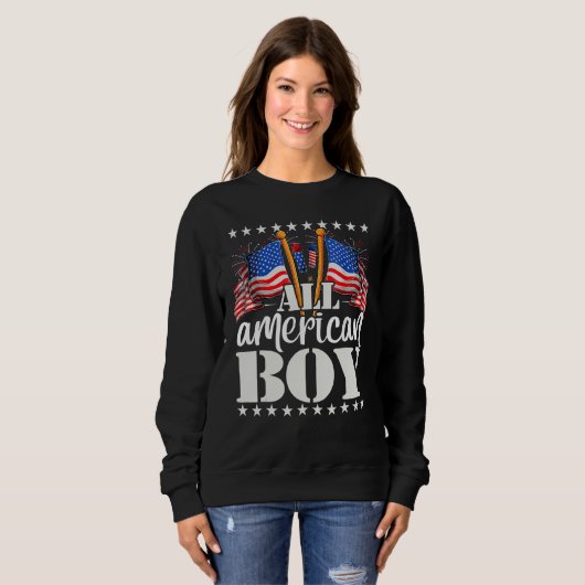 All American Boy USA America Flag & Firework 4th J Sweatshirt (Vorne ganz)