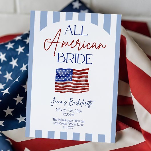 All American Bride Bachelorette Invitation Einladung