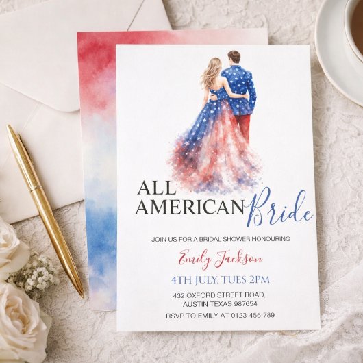 All American Bride Bridal Shower Invitation Einladung