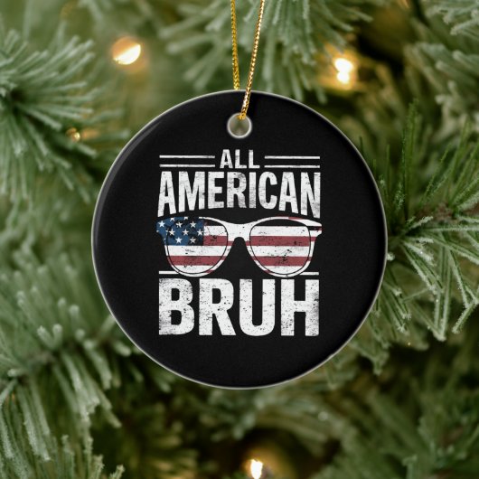 All American Bruh 4. Juli Boys Patriotic Keramik Ornament (Baum)